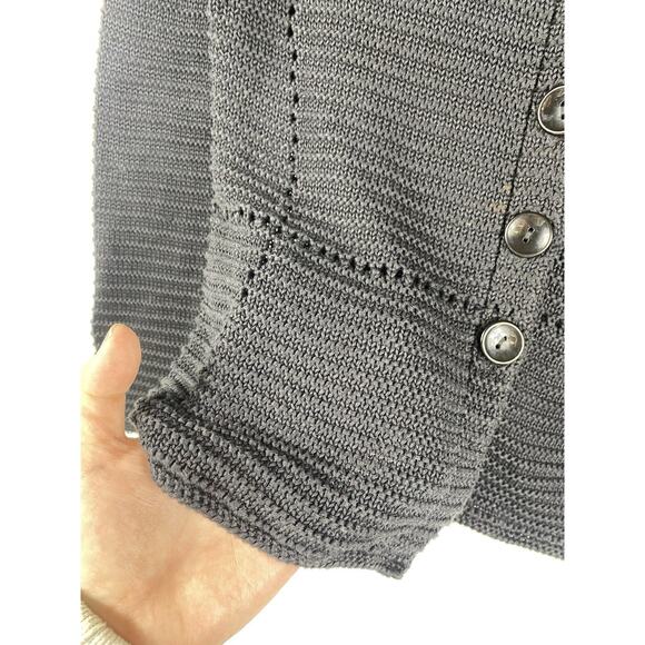 Talbots Knit Blazer Jacket Cardigan PS Black Mercerized Cotton Old Money Preppy - Picture 5 of 11